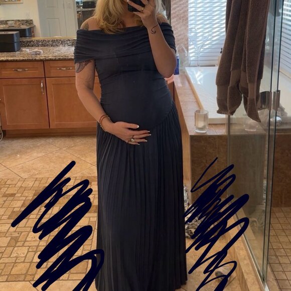 NWT LIONESS NAVY FIELD OF DREAMS MAXI DRESS M - Picture 3 of 3